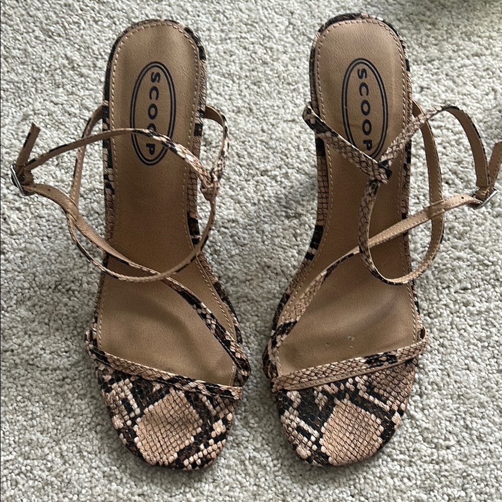 Scoop Snakeskin Sandals